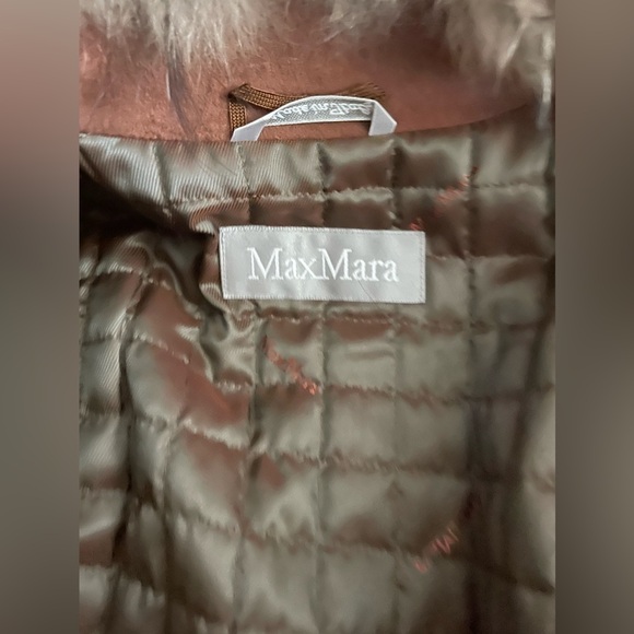 RARE Max Mara Virgin wool fur collar brown coat - Picture 3 of 7